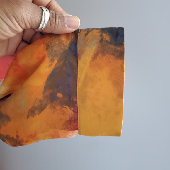 Investments Multicolor Long Sleeve Sheer Flounce Bottom Button Down Top Size XL - Picture 4 of 7